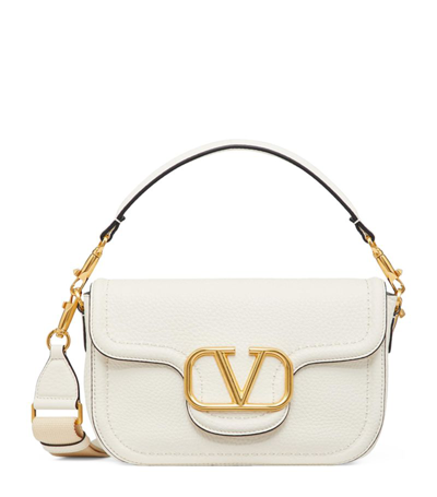 Valentino Garavani Leather Alltime Shoulder Bag In White