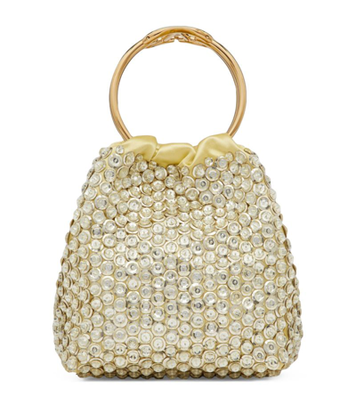 Valentino Garavani Small Carry Secrets Embroidered Bucket Bag In Palladium