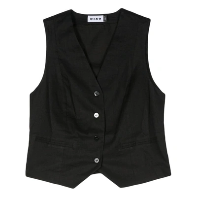 Rixo London Noah Tailored Waistcoat In Black