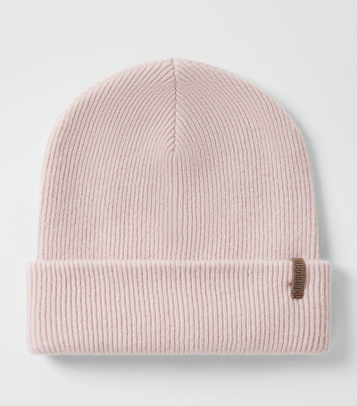 Brunello Cucinelli Kids' Chain-link Detail Ribbed-knit Beanie In Pink