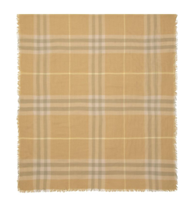 Burberry Wool Check Scarf In Yellow