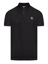 Stone Island Logo-patch Cotton Polo Shirt In Black
