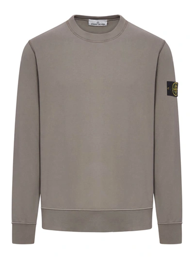 Stone Island Compass Cotton Sweatshirt In Melange Grey