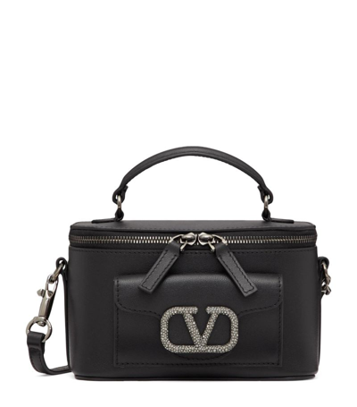 Valentino Garavani Leather Locò Vanity Case In Black