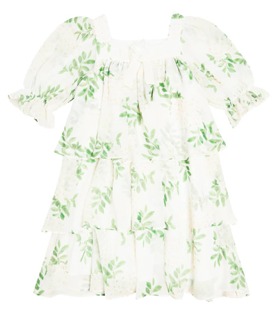 Patachou Kids' Bow-detail Printed Tiered Dress In Multicoloured