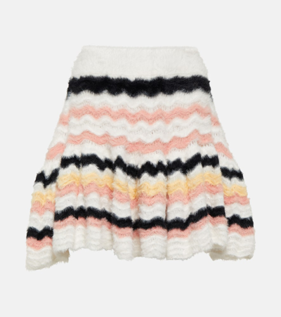 Susan Fang Striped Flared Knit Skirt In Multicoloured