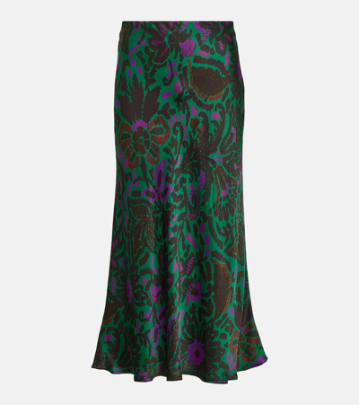 Velvet Kaiya Printed Satin Midi Skirt In Multicoloured