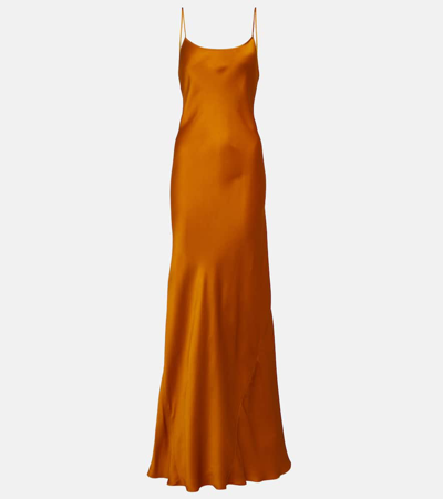 Victoria Beckham Cami Satin Gown In Orange