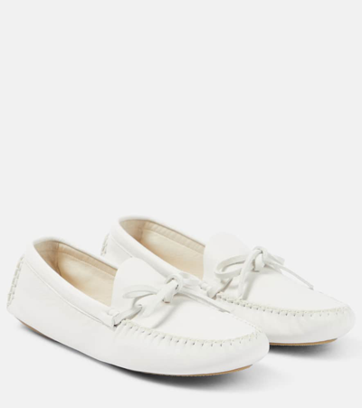 The Row Lucca Leather Moccasins In White