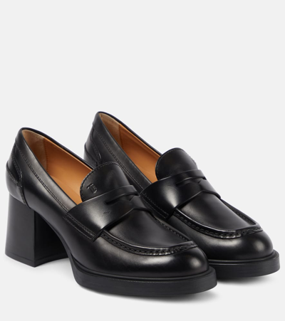 Tod's Leather Loafer Pumps In Black