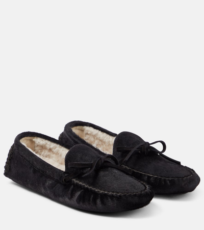 The Row Lucca Calf Hair Moccasins In Black