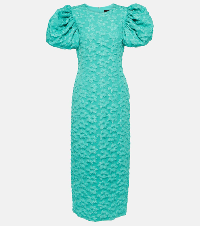 Rotate Birger Christensen Jacquard Midi Dress In Turquoise