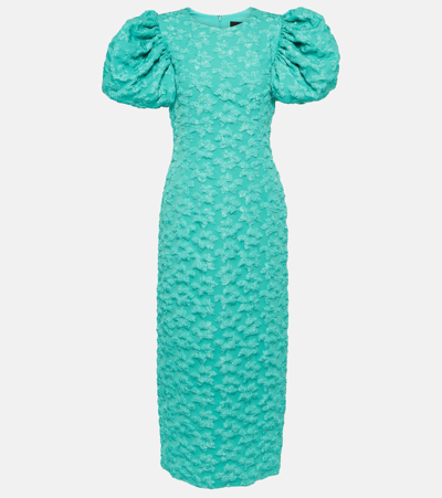 Rotate Birger Christensen Jacquard Midi Dress In Light Blue