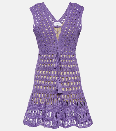 Anna Kosturova Jennifer Crochet Minidress In Purple