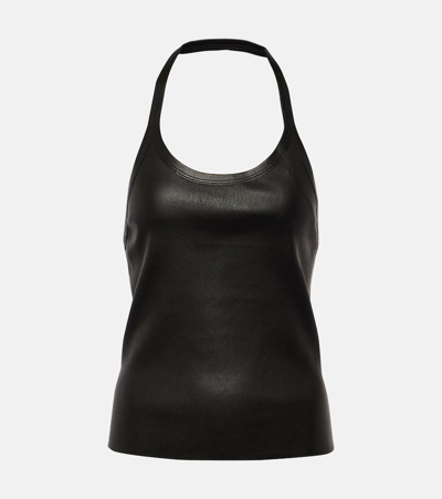 Stouls Cherry Halterneck Leather Top In Black