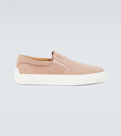 Tod's Cassetta Suede Loafers In Pink