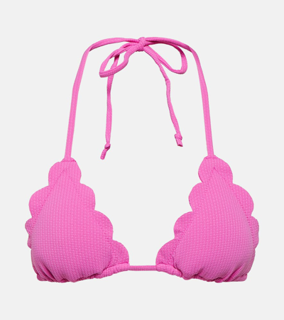 Marysia Broadway Scalloped Triangle Bikini Top In Pink