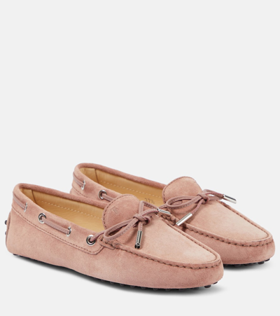 Tod's Suede Loafers In Pink & Purple