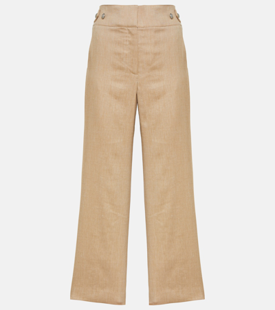 Veronica Beard Aubrie Linen Trouser In Khaki Melange