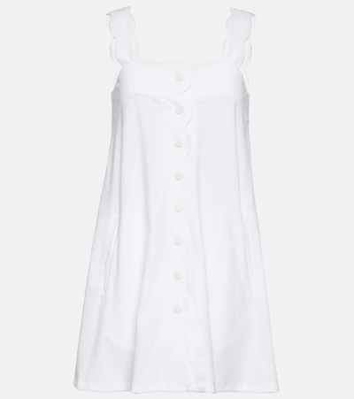 Marysia Scalloped Cotton Blend Minidress In White