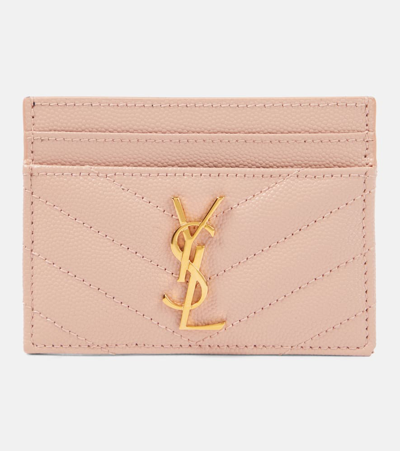 Saint Laurent Cassandre Matelassé Leather Card Holder In Pink