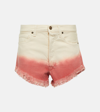 Alanui Papaya Ombre Dip Dye Frayed Denim Shorts In Multicoloured