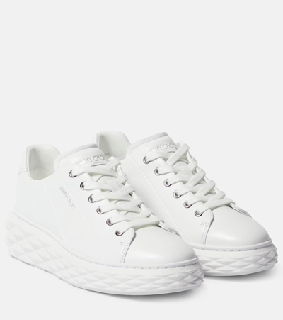 Jimmy Choo Diamond Light Maxi/ F Leather Sneakers In White