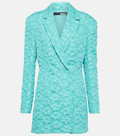 Rotate Birger Christensen Textured Double-breasted Blazer In Turquoise