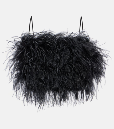 Miu Miu Bralette Aus Wolle Mit Federn In Black