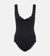 Marysia Charleston Scalloped Seersucker Swimsuit In Black