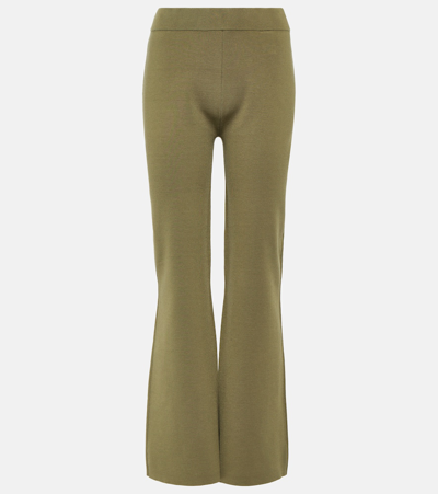 Joseph Stretch Silk-blend Flared Pants In Green