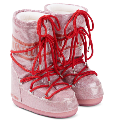 Moon Boot Kids' Icon Glitter Snow Boots In Pink