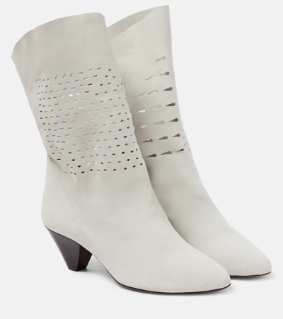 Isabel Marant Reachi Suede Ankle Boots In White