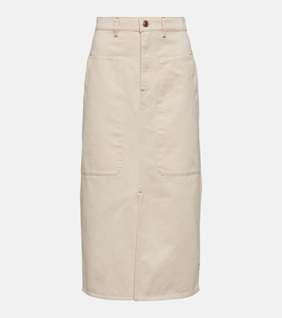Marant Etoile Flozia Cotton Midi Skirt In White