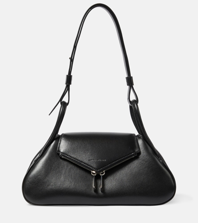 Amina Muaddi Gemini Leather Shoulder Bag In Black