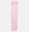 Magda Butrym Strapless Appliquéd Draped Stretch-jersey Maxi Dress In Pink