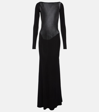 Alex Perry Open-back Jersey Gown In Black