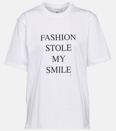 Victoria Beckham Slogan Printed Cotton T-shirt In White_fashion_stole_my_smile