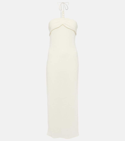 Magda Butrym Pearl-detail Halterneck Midi Dress In White