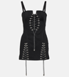 DION LEE LACE-UP COTTON TWILL MINIDRESS