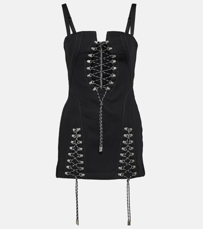 Dion Lee Lace-up Cotton Twill Minidress In Schwarz