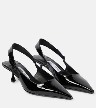 Jimmy Choo Amel 50 Pat Leather Slingback Pumps In Black