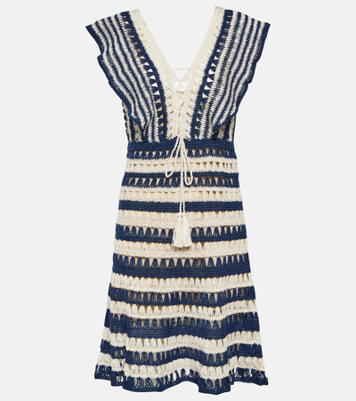 Anna Kosturova Farrah Striped Crochet Minidress In Multicoloured