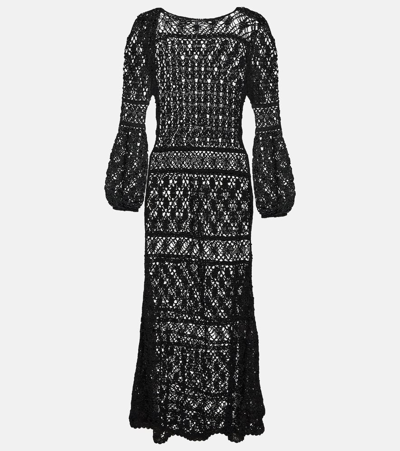 Anna Kosturova Bianca Crochet Maxi Dress In Black