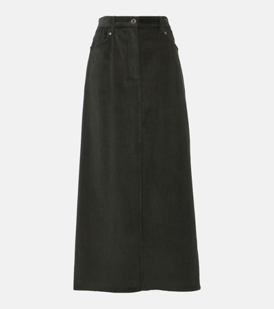 Brunello Cucinelli Cotton Corduroy Maxi Skirt In Black