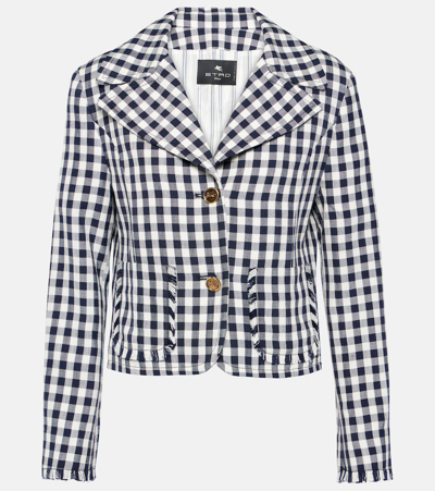 Etro Gingham-check Short Jacket In Blue