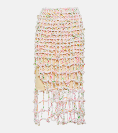 Susan Fang Beaded Crochet Midi Skirt In Multicoloured