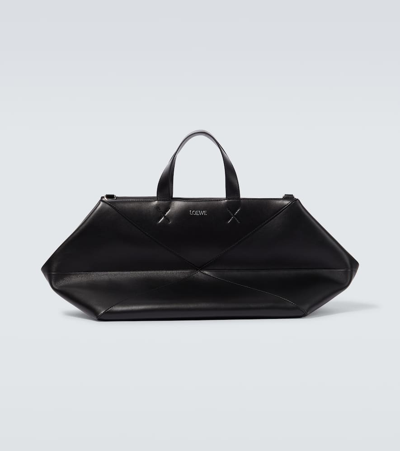 Loewe Puzzle Fold Leather Duffle Bag In Black