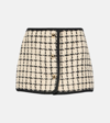 Miu Miu Embroidered Wool Blend Mini Skirt In Multicoloured