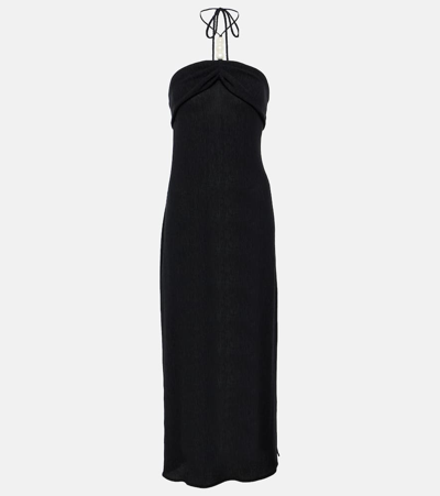 Magda Butrym Pearl-detail Halterneck Midi Dress In Schwarz